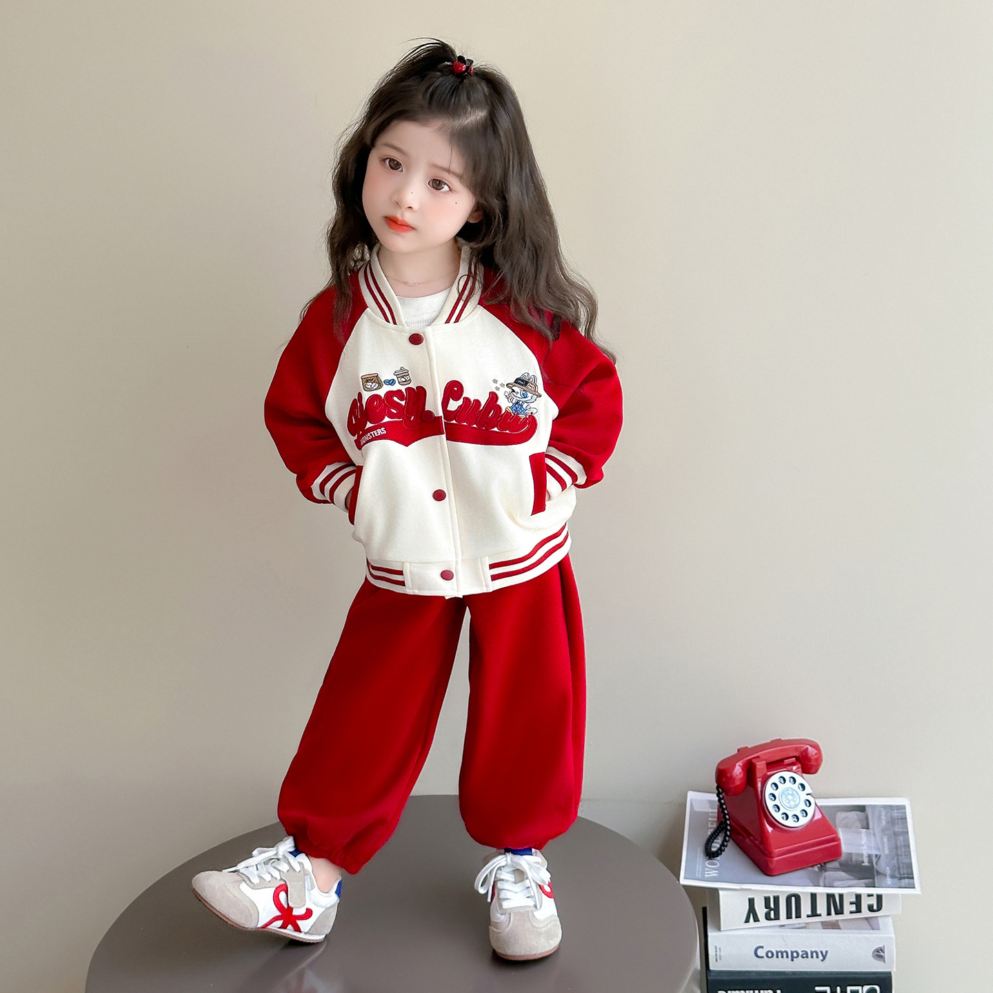 Girls Cartoon Embroidered Baseball Uniform Suit Spring & Fall 2025 New Style Baby Girl's Labubu Jacket Autumn Clothing
