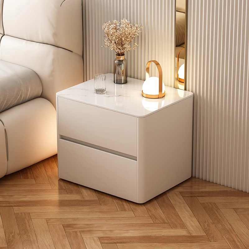 Mesa de cabezal de cama simple y moderna de madera maciza casera de dormitorio armario de almacenamiento de cama lujoso de alta calidad 2024 nuevo estante de almacenamiento