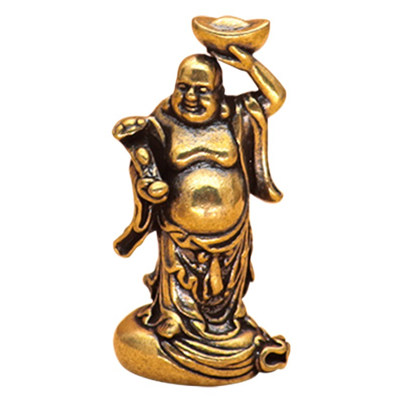 Maitreya Buda colgante nacional moda latón Ruyi lingote antiguo Buda estatua miniatura adornos miniatura tallada Año Nuevo pequeño regalo adornos