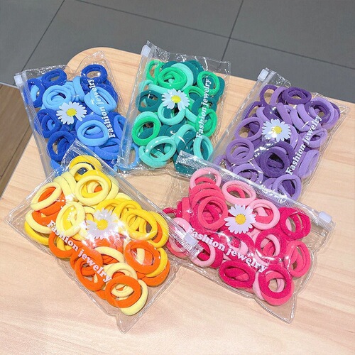 Korean bagged candy-colored hair band, high-elasticity towel circle, floor stall hair accessories, children's scalp band basic headband for women