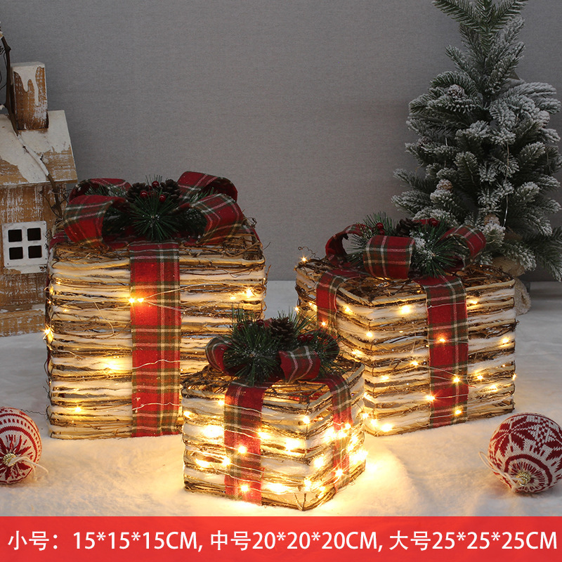 등나무 선물 상자 3개 세트(2022-153)와 스트링 조명