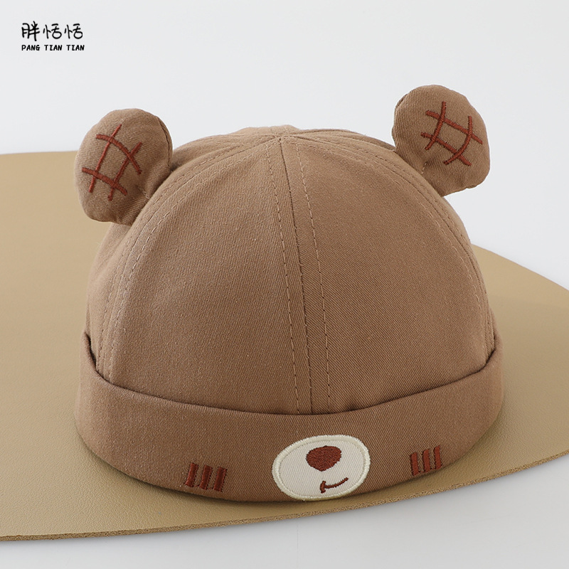 Sombrero para bebés primavera y otoño estilo coreano lindo oso algodón sombrero de primavera delgado bebé sombrero de piel de melón universal