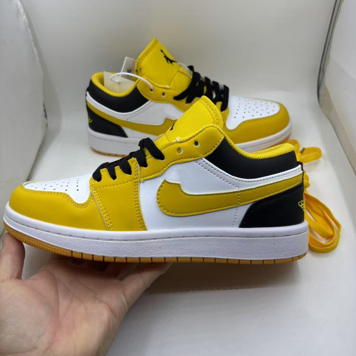 Black and yellow sneakers