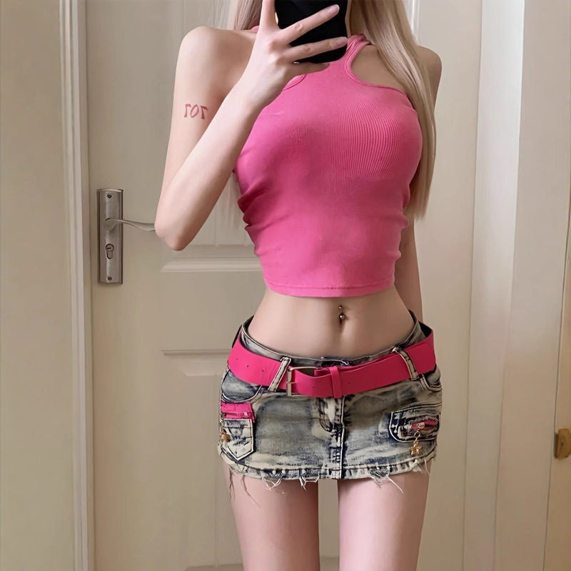 European and American Y2K Spice Girls miniskirt Women's Summer Hip Denim Shorts Low Waist Sexy A- Line Hip Skirt Trendy