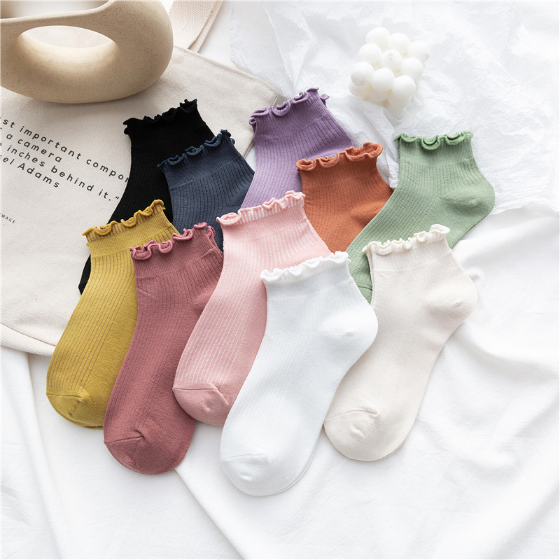 Women's Summer Short Socks, Lace Cotton Socks, Cute Mid-Calf Socks, Thin Style, Trendy Ins Style