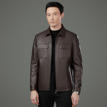真皮皮衣男装外套冬季高端经典中年爸爸绵羊皮商务休闲翻领上衣男