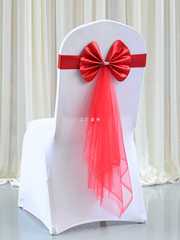 Chair back strap wedding props hotel chair chair back flower restaurant no tie bow elastic strap chair back cover decoration