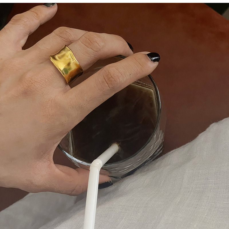 Irregular Open Ring For Women Matte Gold And Silver Two-tone_voghion.com