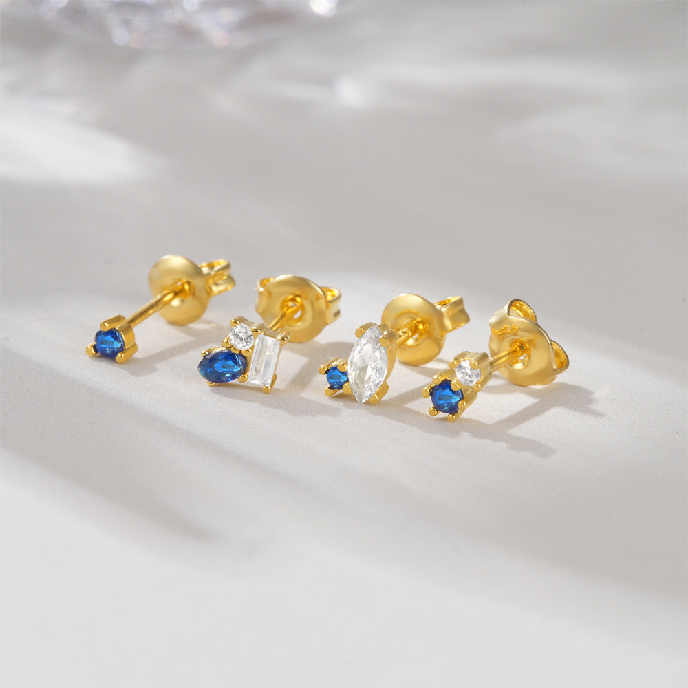 1g Weight 925 Sterling Silver Ear Needle Material Ear Studs Classification 4 Pieces Set Quantity Daily, Date Occasion 925 Sterling Silver Material Geometric Pattern Women's Gender Plating Design Simple Style, Classic Style Style 4 Pieces Set 925 Sterling Silver Geometric Ear Studs 10