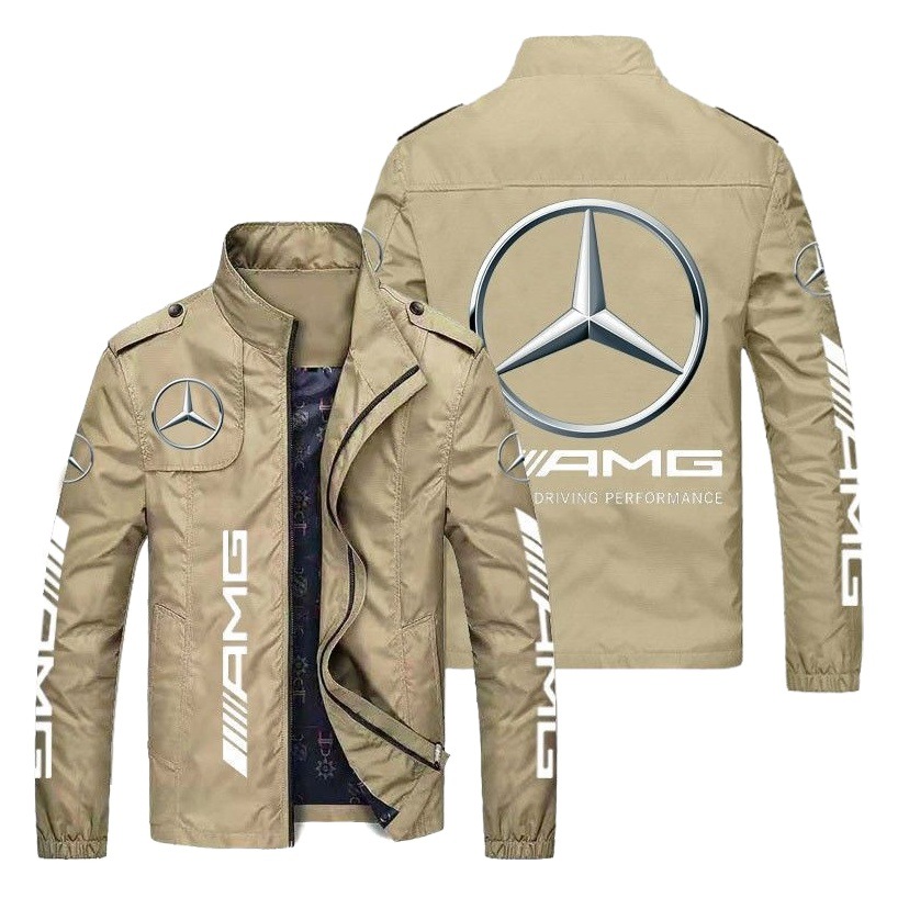 Primavera y otoño chaqueta de logotipo de coche guapo para hombre chaqueta casual deportiva de motocicleta chaqueta de punto de cuello alto de moda chaqueta con cremallera