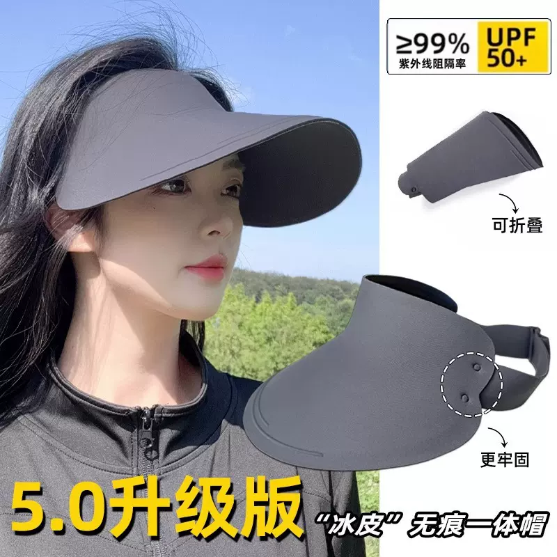 骑车吹不翻防晒帽女夏季2025新款防紫外线无痕一体遮阳帽空顶帽子