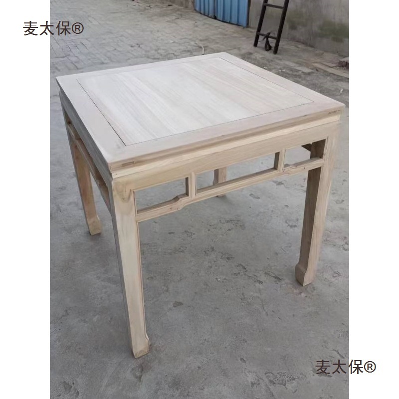 Antique Chinese-Style Solid Wood Square Dining Table with Eight Immortals Design, Suitable for Dining, Film, or Tea Table, Made by Metabo