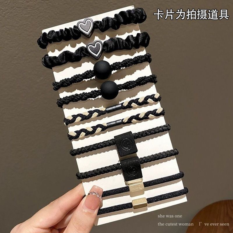 conjunto mixto de alta elasticidad, cabello de cabello duradero, temperamento simple, cabello de cabello de cola de caballo alto, sensación de alto nivel, nuevo anillo de cabello