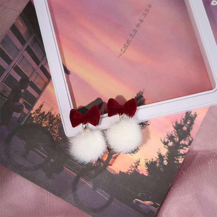 Korean cute retro earrings with bow