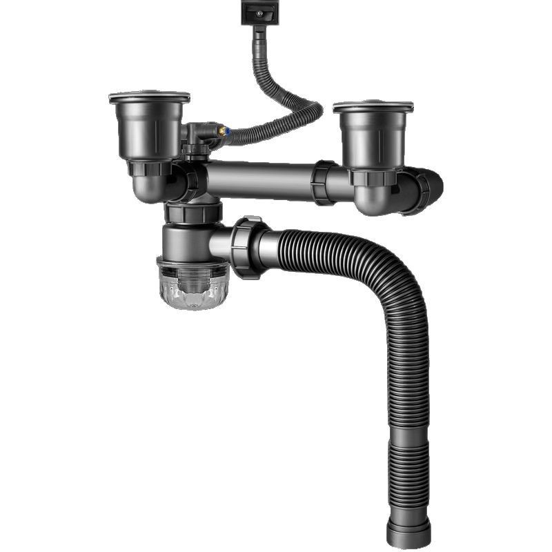 キッチンシンク排水セット、流し台消臭排水管、排水管付属品、二槽ステンレス排水管|undefined