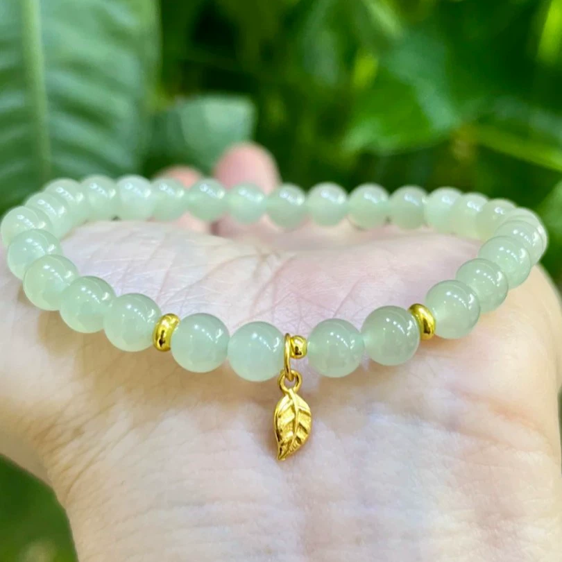 Браслет Hetian Jade Qing Water Card 6 мм, одинарный круг с серебряным листом 925 пробы, прямая продажа с фабрики