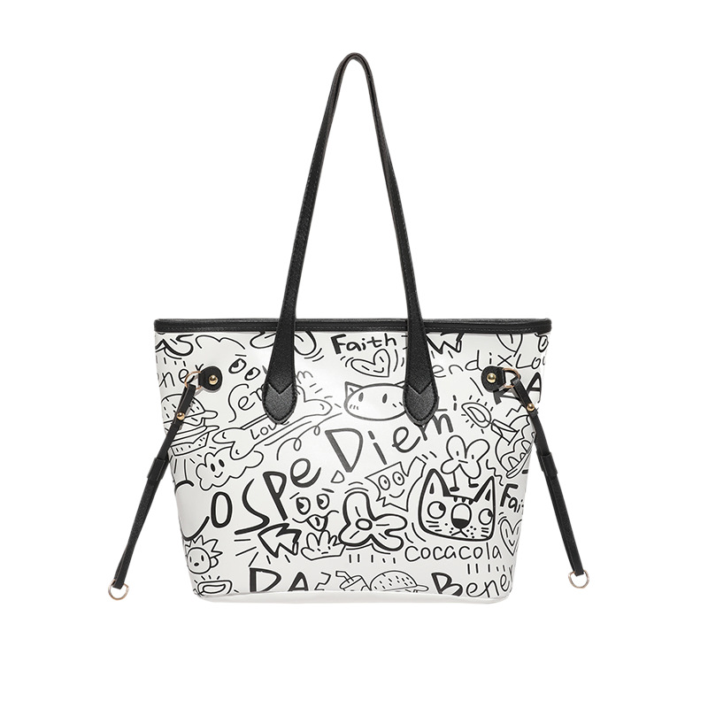 Nicho de diseño de graffiti bolso para mujeres 2025, nuevo bolso de hombro de mano casual, bolso de brazo de viaje de gran capacidad