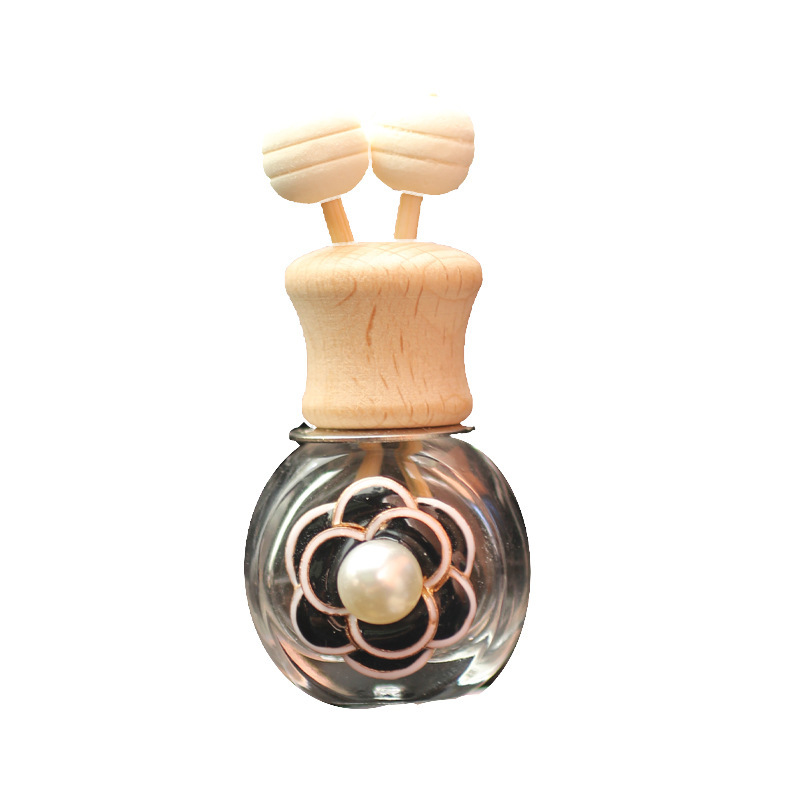 Aire acondicionado de coche, clip de salida de aire, flor de perla, botella de aromaterapia, perfume de coche, botella vacía de vidrio, accesorios de coche, decoración femenina