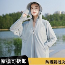新款指尖防晒衣女春夏户外骑行旅游凉感轻薄透气中长款防晒服2024