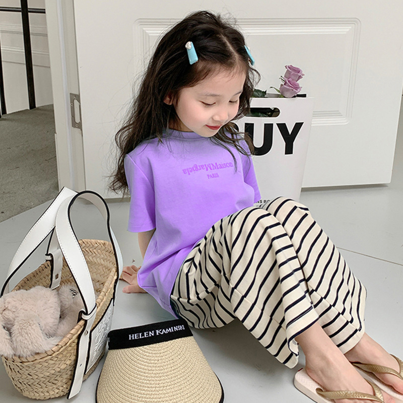 綿の女の子の半袖のtシャツのカジュアルな丸首の底のシャツの夏の韓国版のかわいい子供服の中で大きい子供の上着の卸売り|undefined