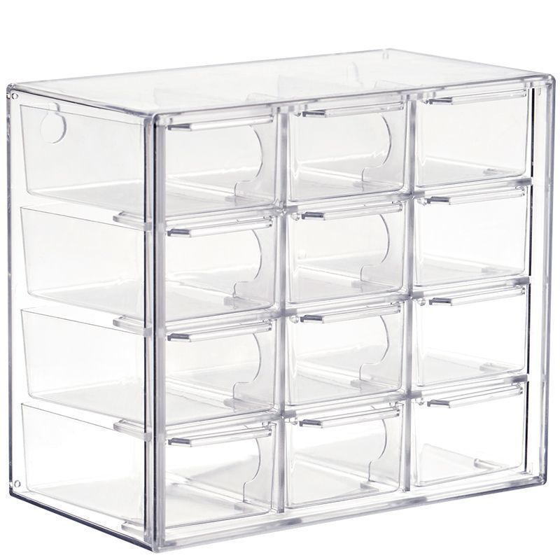 恵司デスクトップ九宮12宮16宮格透明引き出し式分格収納箱数珠アクセサリー整理箱