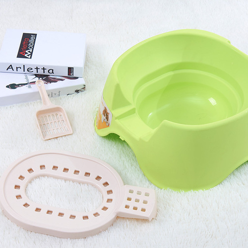 Cat squatting toilet litter box semi-enclosed open cat toilet anti-splash with cat litter scoop