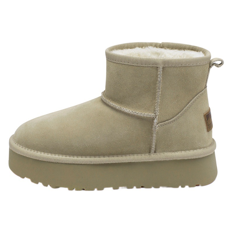 Botas de nieve Augu Shiden para mujer, nuevo estilo 2025, zapatos de algodón, estilo francés, botas cortas de moda, botas cortas de suela gruesa para otoño e invierno.