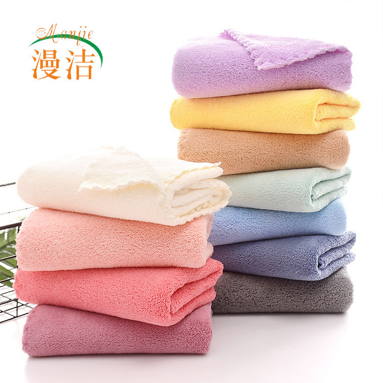 High density coral fleece cut edge children's small bath towel 50*100 soft absorbent large towel swimming bath household wholesale