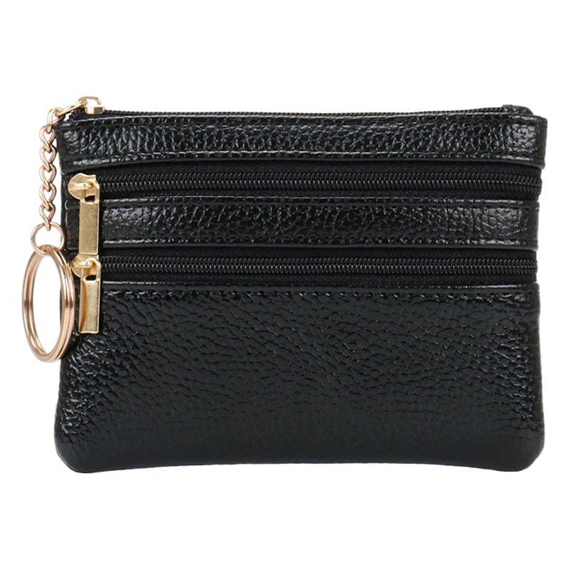 Venta al por mayor monedero de la moneda de las mujeres de cuero corto textura pequeña cartera multi-funcional titular de la tarjeta de licencia de conducir de cuero suave clave caso de la cremallera bolsa