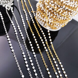 diy Jewelry Color Preservation Titanium Steel Gold Chain Small Sunflower Price 5 Pearl Handmade Chain Necklace Clothing Material