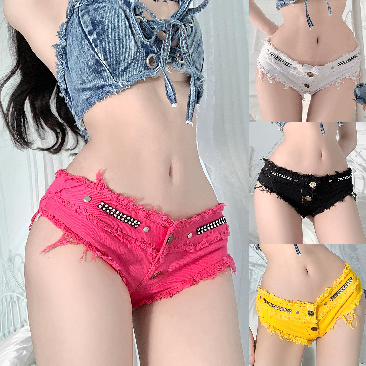 Новые летние модные женские джинсовые шорты Amazon Jeans Spice Girls Bar Женские сексуальные эластичные с низкой талией