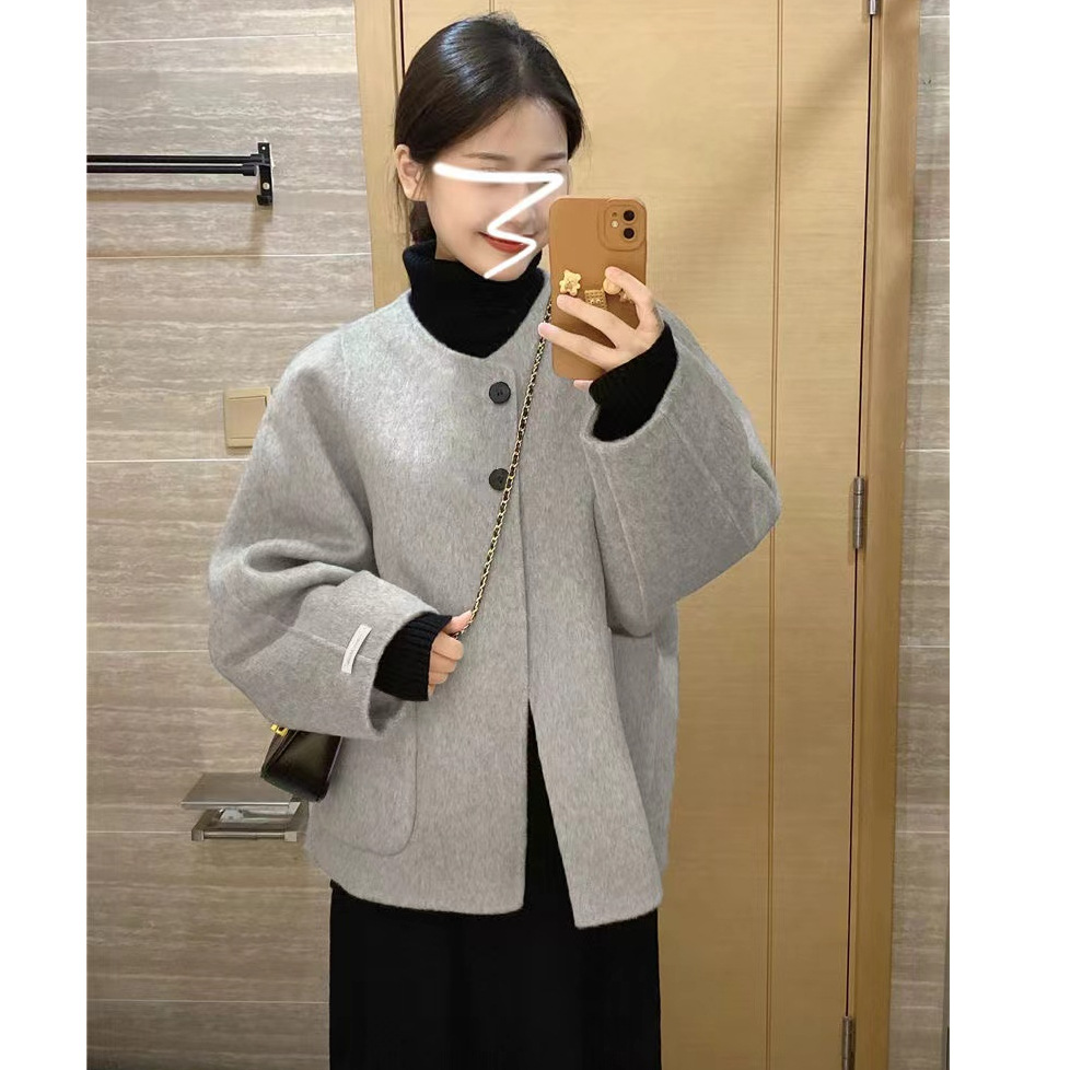 小香风短款呢子大衣女秋冬新款大码胖MM显瘦遮肚宽松休闲毛呢外套