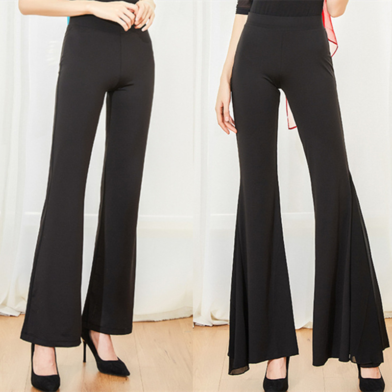 Dancing Pants for Women's Body Show Practice Pants Dancing Pants Loose Milk Silk Mesh Stitching Big Bell Pants