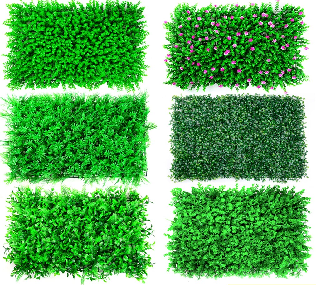 Artificial Plant Wall (Milan) 40×60 cm Modular Plastic Green Lawn Panel, Customizable