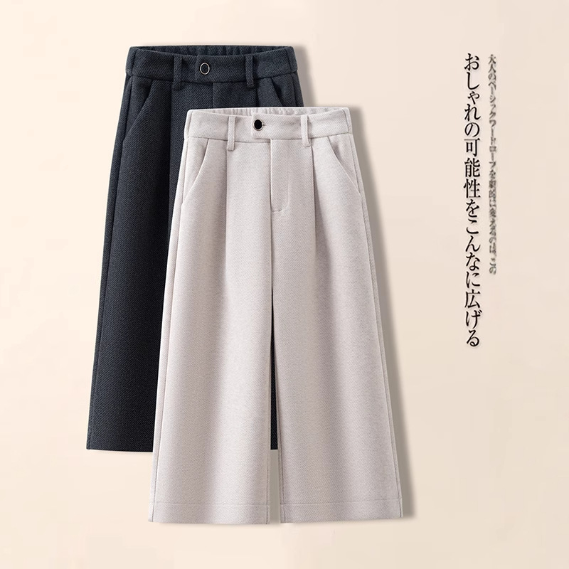 High-Quality Thickened Woolen Pants Women's Cropped Pants 2025 Autumn and Winter New High-Waisted Loose Wide-Leg Casual Suit Pants High-Quality Thickened Woolen Pants Women's Cropped Pants 2025 Autumn and Winter New High-Waisted Loose Wide-Leg Casual Suit Pants