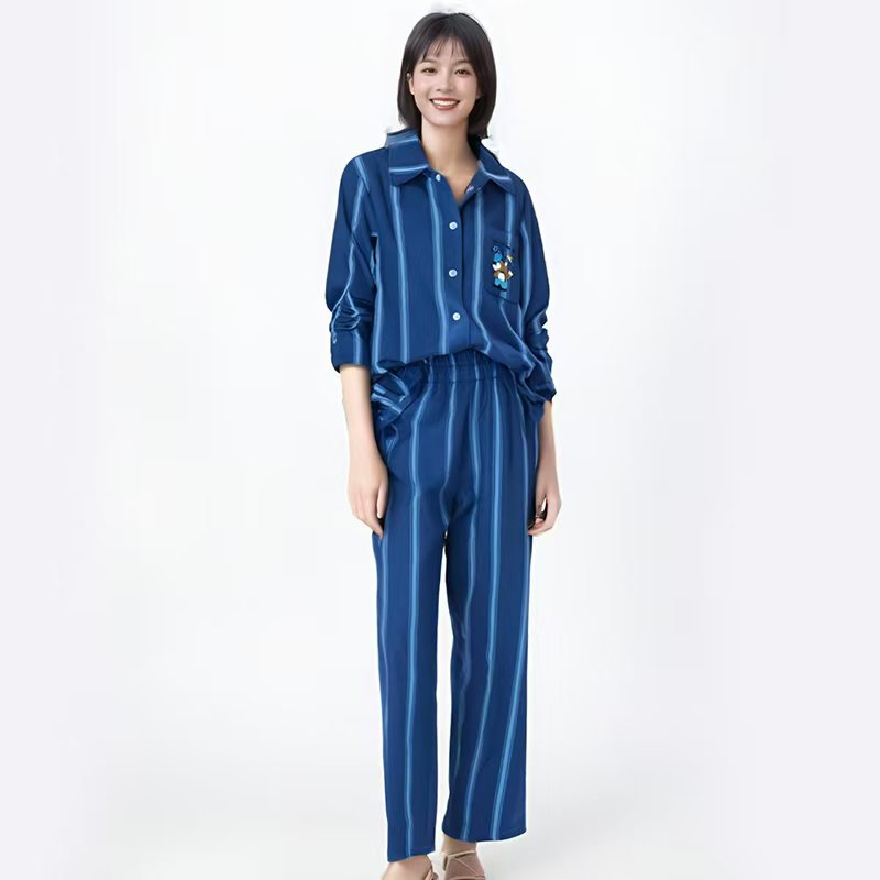 Pajamas bordados de algodón para parejas, pijamas de algodón de invierno y otoño, ropa de vestir para mujeres, se pueden usar fuera.