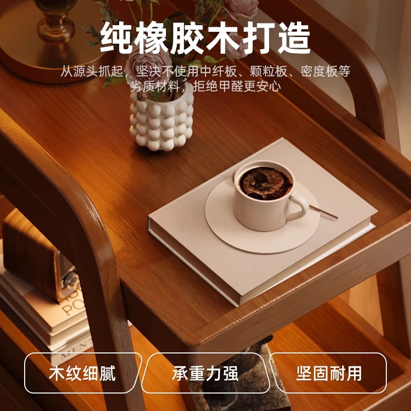 Mesa lateral del sofá mesa de centro móvil de madera maciza mesa de almacenamiento mesita de noche sofá lateral sala de estar estilo antiguo carrito de bocadillos