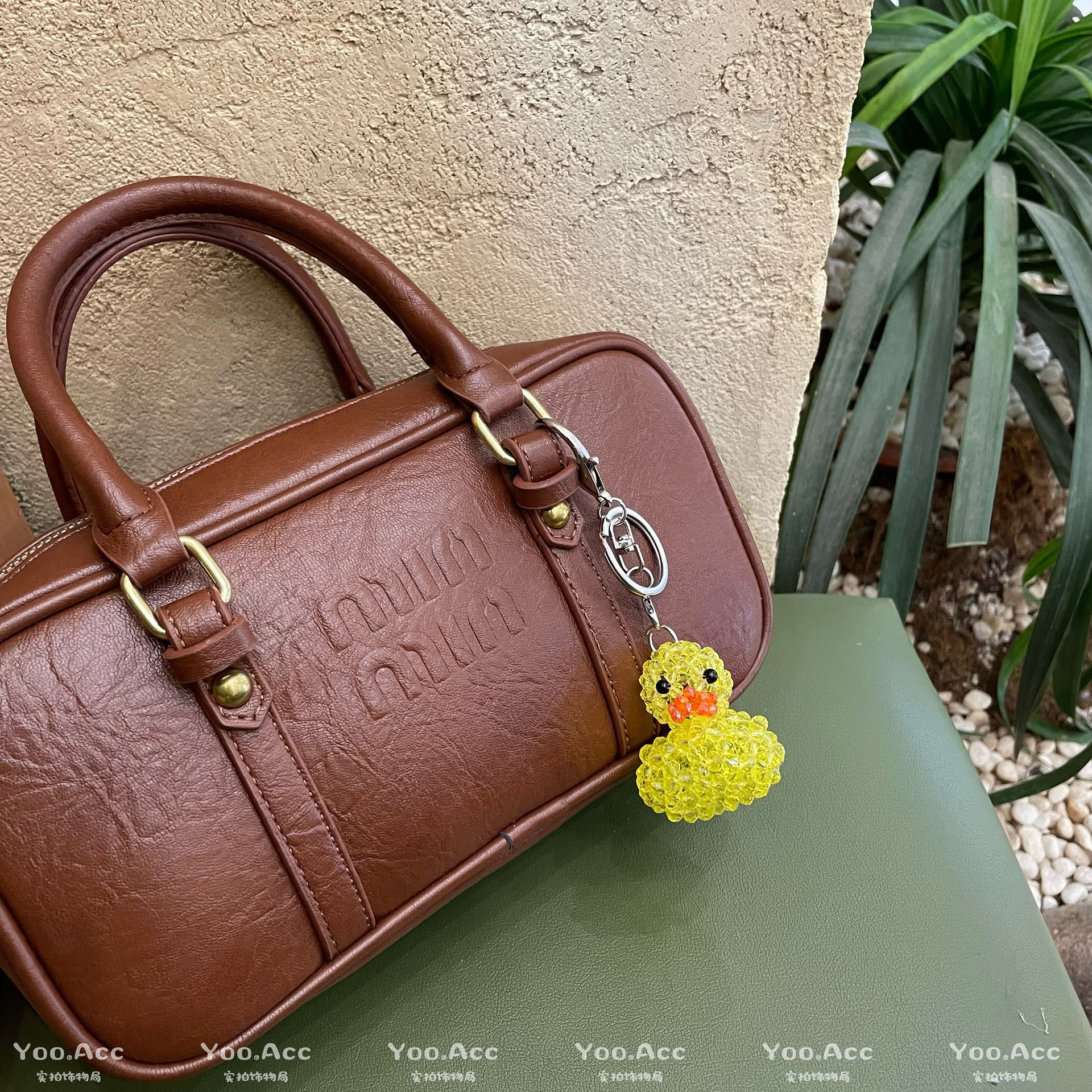 YOO real ~ explosión lindo pato amarillo con cuentas hechas a mano llavero coreano Dongdaemun ins bolsa de personalidad colgar nuevo