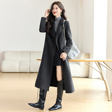 高级感秋冬新款长款羊毛外套女时尚通勤纯色中长款风衣呢子大衣