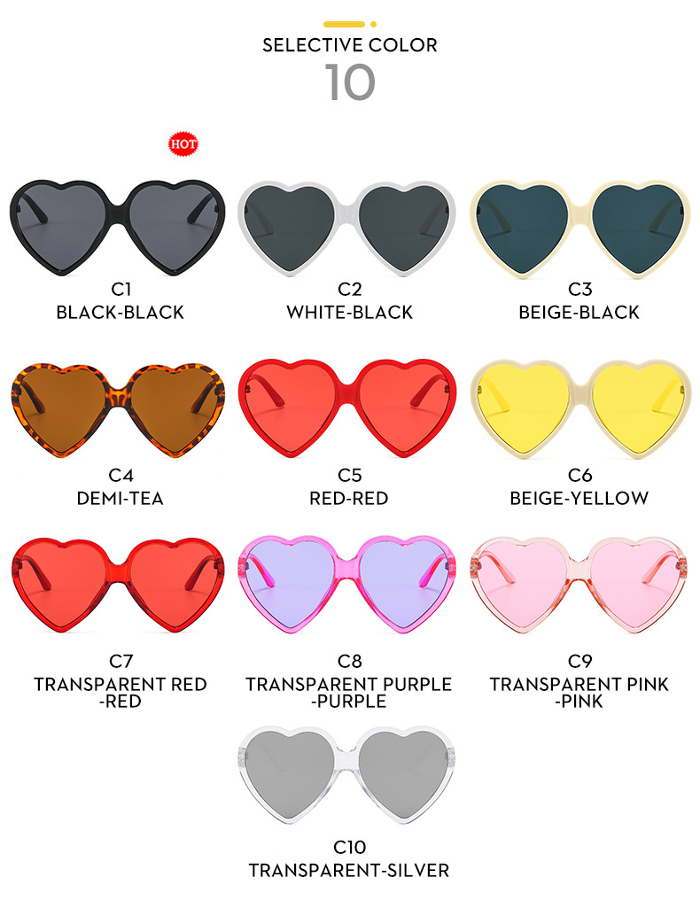Special-Shaped Mirror Glasses Style Outdoor Occasion Fashion Heart Shape Ac UV400 Protection Special-Shaped Mirror Full Frame Women's Sunglasses