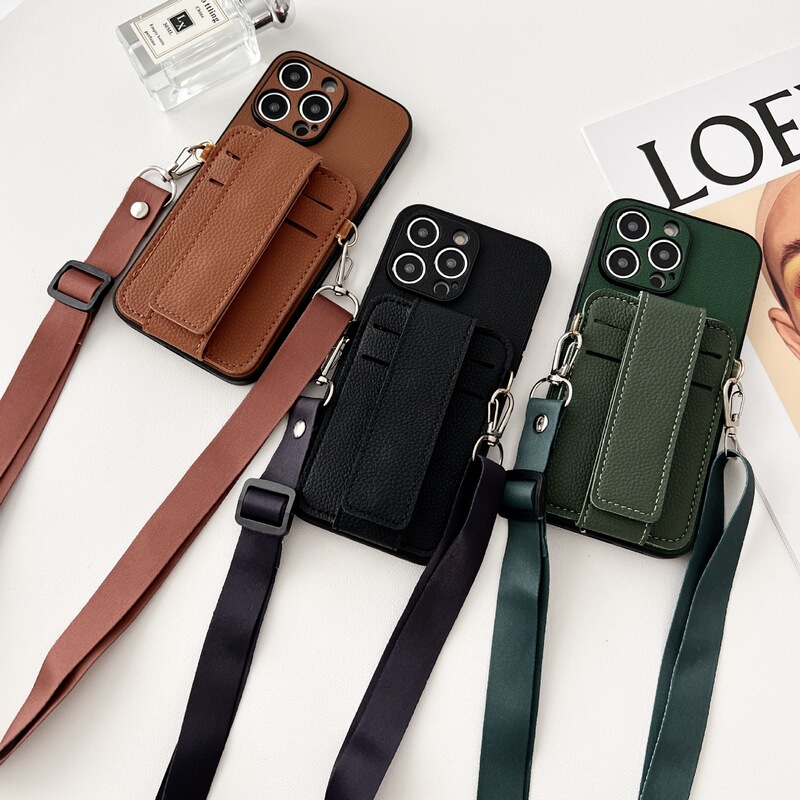 Applicable to Apple phone case sheath iPhon15Pro max14/13/12 card 11 crossbody wrist strap multifunctional