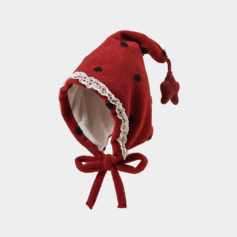 Sombreros para bebés bufandas set otoño y invierno engrosado calentamiento para niños gorras de punto gorras rojas para niñas gorras de hadas gorras protectoras de orejas image 12