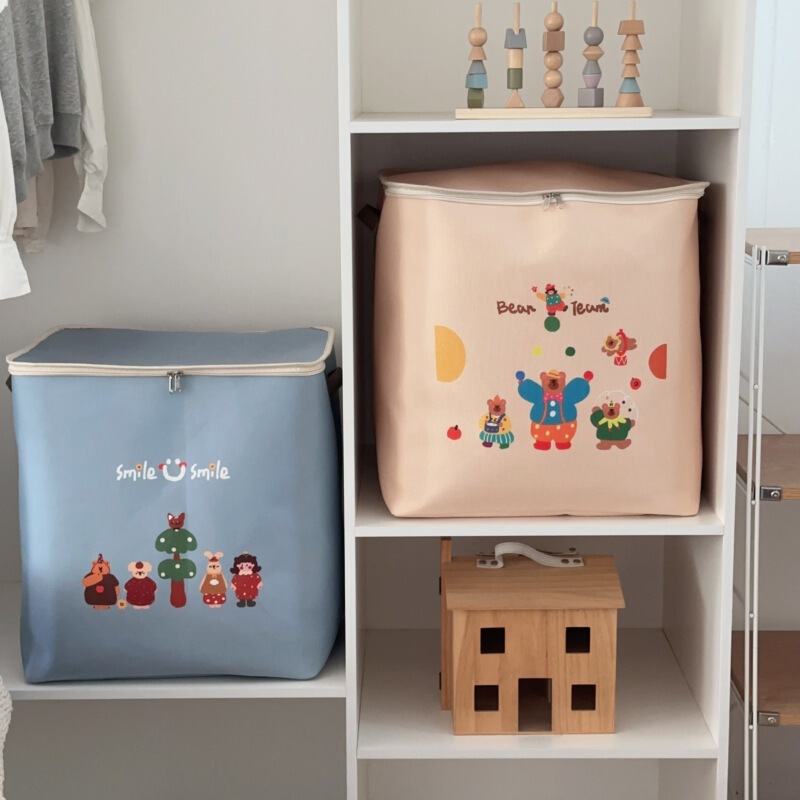 Thickened Fabric Clothes Storage Box with Lid and Zipper Household Wardrobe Storage Basket Large Capacity Moving Quilt Dust Bag