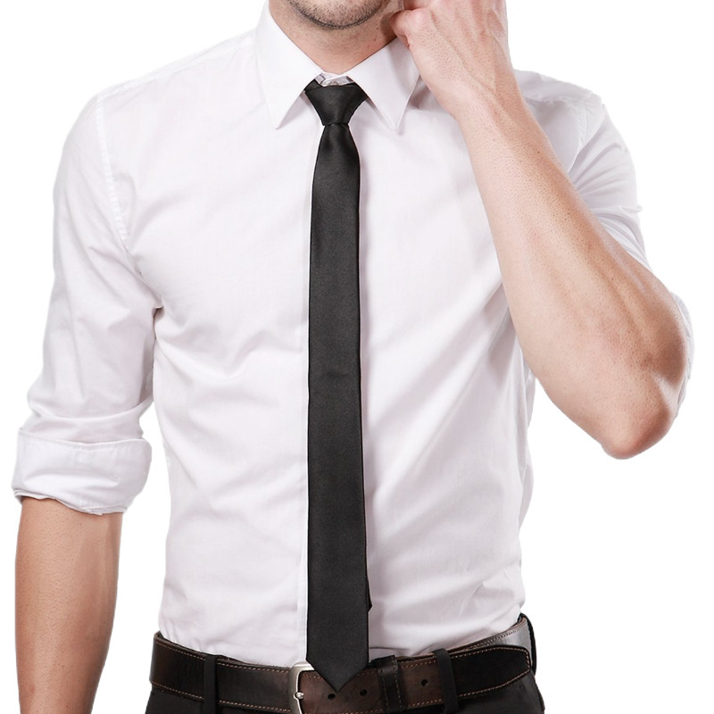 Schwarze, einfarbige Krawatten für Damen und Herren, schmale, formelle Clip-Krawatten für Herren – ideal für Business und Hochzeiten_voghion.com