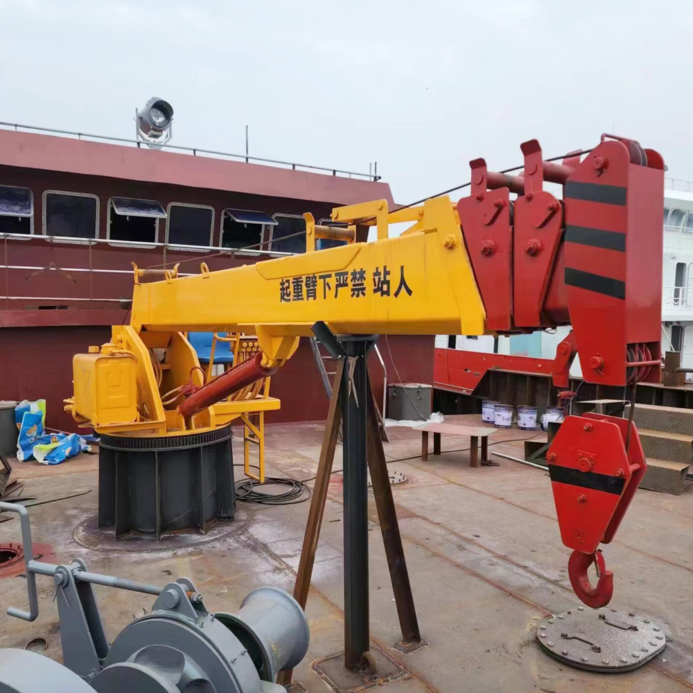 小型船用码头吊 液压伸缩臂船吊 液压旋转小吊机 5吨渔船起网吊