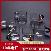 批发玻璃耐高温品茗杯加厚小容量茶杯家用带把透明功夫茶杯小把杯