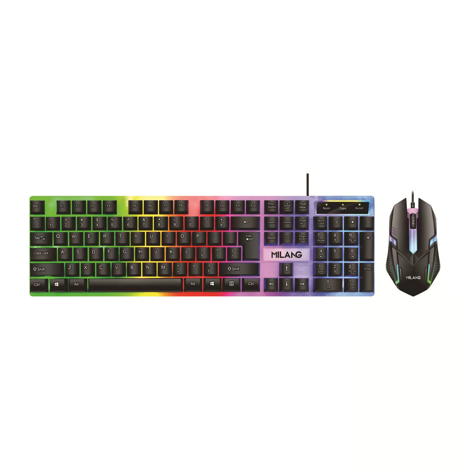 Rainbow Mechanical Keyboard and Mouse Set T6 – RGB, влагостойкий, настраиваемые цвета, проводной