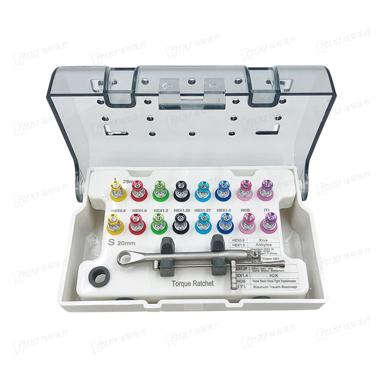 Caja de herramientas de reparación de implantes dentales para implantes orales, conjunto de herramientas de llave de torsión