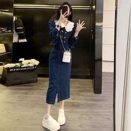 套装独特小香风套装女牛仔半身裙搭配超网红好看2025成套年装上衣