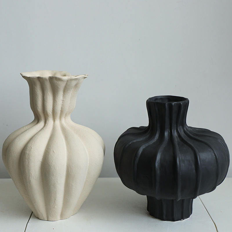 Scandinavian Pottery Wabi-Sabi Style Elegant Lines High-End Vase Ornaments Ceramic Ins Medieval Art French Vase